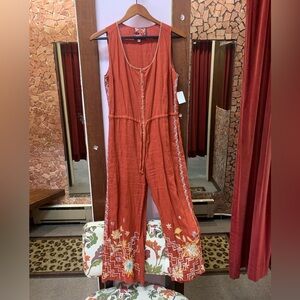 Johnny Was Terracotta Embroidered Jumpsuit